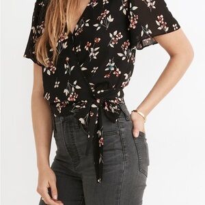MADEWELL Botanical Print Wrap Top